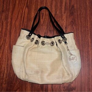 Michael Kors Cream Tote with Black Handles